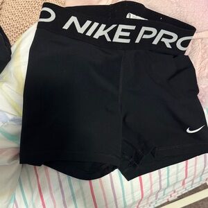 Nike Pro Black Shorts with White Logo